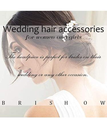 Brishow Crystal Bride Wedding Hair Comb - Pearl Bridal Hair Accessories (Silver) - Buy Online on SooperMarket.com
