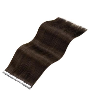 Laavoo Real Hair Tape Extensions #4 Dark Brown - 55cm 50g 20PCs - Invisible Brown Hair Extensions - Buy Online on SooperMarket.com
