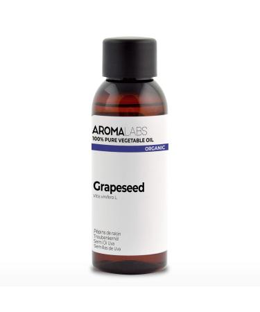Organic - vegetable grape seed oil - 50ml - 100% pure natural cold -pressed and from certified - aroma labs (French brand) 50 ml (1 Pack)