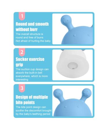 Silicone Mushroom Teether Toy for Babies 0-24 Months - Cyan | Soft Infant Sensory Chew Toy with Ring for Gums Grasping and Sucking - Buy Online on SooperMarket.com