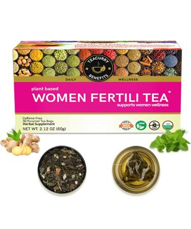 Teacurry Women Fertility Tea - 1 Month 30 Teabags - Helps to Boost Natural Fertility Improve Hormonal Imbalance Preconception Support - Women Fertili Tea