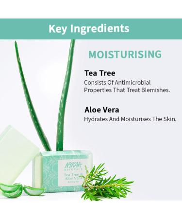 Nykaa Naturals Tea Tree & Aloe Vera Bathing Soap - Natural Skin Cleanser Nourishing & Hydrating Soap Bar - 3.5 oz - International Shipping Available - Buy Online on SooperMarket.com