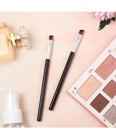 Angled Eyeliner Brush Set - Slanted Flat Angle Eye Liner & Eyebrow Brush Duo for Precision Makeup Application - Synthetic Bristles for Gel, Powder, Liquid, Cream Liners - Black - Buy Online on SooperMarket.com