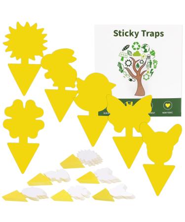 Fight 60 pieces of funeral mosquitoes yellow stickers funeral mosquitoes yellow tables adhesive traps against funeral mosquitoes for the houseplants fly trap flower pot safe odorless for the inner outer area