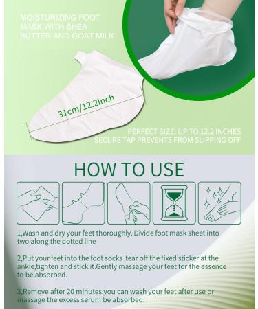 Moisturizing Foot Mask with Shea Butter & Goat Milk | Hydrating Dry Cracked Feet Treatment - 5 Pairs for Men & Women - Buy Online on SooperMarket.com