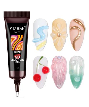 MIZHSE 5D Sculpture Gel for Nails - Clear Molding & Carving Gel | 15ml Gel for Nail Art & DIY Manicure Decorations - Buy Online on SooperMarket.com