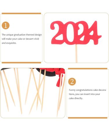 HOLIDYOYO 12pcs 2024 Graduation Season Cake Insert Graduation Cake Toppers Graduation Party Decorations Top Hat Party Supplies Grad Party Cupcake Topper Paper Cup Dessert Props Red - Buy Online on SooperMarket.com