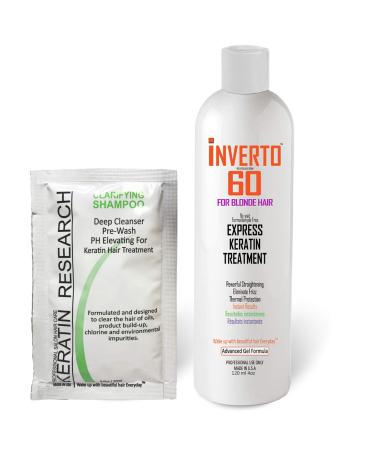 INVERTO 60 Keratin Treatment for BLONDE HAIR Formaldehyde Free Keratin Hair Treatment Super Fast Application Process includes Starter kit Results are Instant healthy Shiny Beautiful hair
