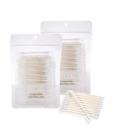 Krizjues cotton swabs individually packaged cotton swabs biodegradable cotton swabs suitable for ears beauty care cleaning make-up-round and pointed shape cotton heads (200 pieces) 200 pieces.