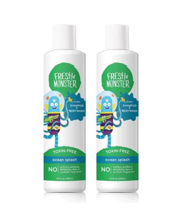 Fresh Monster 2-in-1 Kids Shampoo & Body Wash Toxin-Free Hypoallergenic Natural Shampoo & Body Wash for Kids Ocean Splash (2 Pack 8.5oz/each) Ocean Splash 8.5 Fl Oz (Pack of 2)