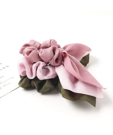 Satin Silk Scrunchies with Bunny Ear Bow - Elegant Hair Ties for Ponytails - Buy Online on SooperMarket.com