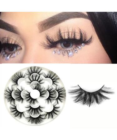 7 Pairs Cruelty-free Dramatic Long Handmade Wispy Fluffy Hair False Eyelashes 8D Mink Hair 25mm Lash Eye Lash Extension(001)