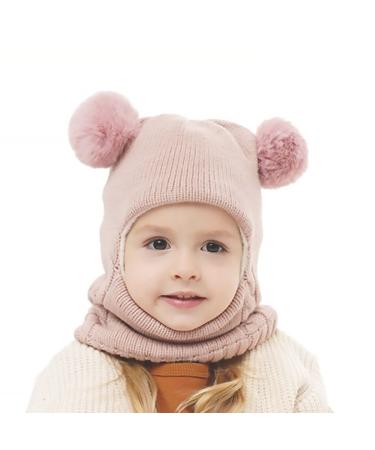 Vivi Idea Children Slide Shaw Haube Balaclava for girls from 3 years fleece wool hat knit caps winter hat girls 4-12 years of pale pink