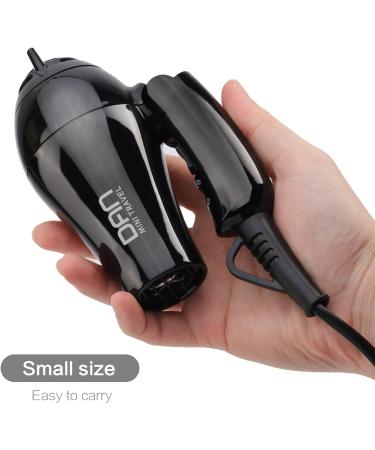 Dan Technology Travel Hair Dryer - Compact & Portable Mini Blow Dryer with Concentrator & Diffuser - Lightweight European Hair Dryer for Fast Drying - Folding Handle for Women and Men - Buy Online on SooperMarket.com