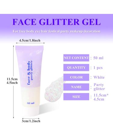 Sularpek 50ml Face Glitter Gel - Hair & Body Sequins Shimmer Liquid Eyeshadow - Mermaid Glitter for Festival Makeup - White - Buy Online on SooperMarket.com