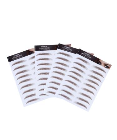 NOLITOY 4pcs Waterproof Eyebrow Women Transfer Like Sticker Men Makeup Water Hair-like Tool Authentic 21x15cm Brown