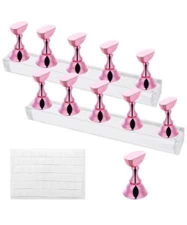 Lusofie 2 Set Nail Stand For Press On Nail Holder For Painting Nails Nail Display Practice Stands With Magnetic Base With Reusable Adhesive Putty Clay for Salon and Home DIY