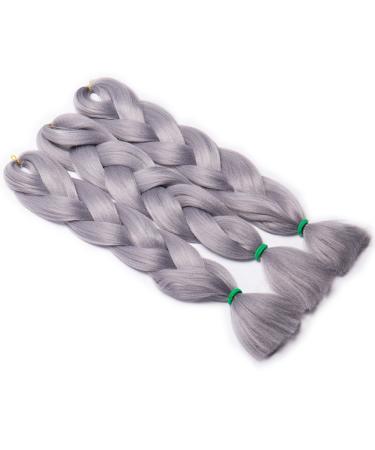 Buy Tess Braids Extensions 60 cm - Jumbo KanCalon Kunsthaar for Box Braids - 100g Silver Gray Hair Extension - Buy Online on SooperMarket.com