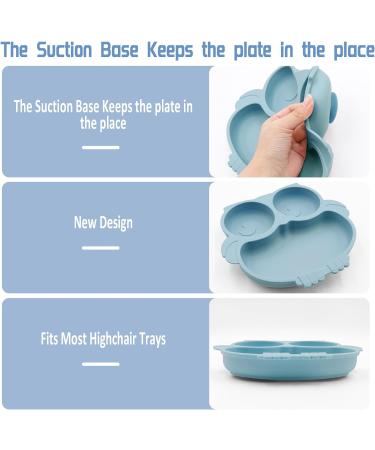 BPA-Free Silicone Baby Suction Plate for Toddlers - Dishwasher & Microwave Safe - Blue - Buy Online on SooperMarket.com