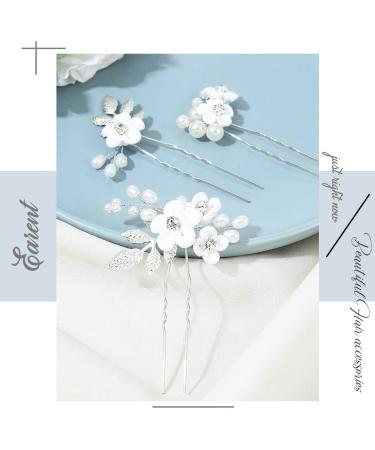 Earent Bride Wedding Flower Pearl Hair Pins - Pack of 3 | Bridal Hair Accessories for Women and Girls - Buy Online on SooperMarket.com