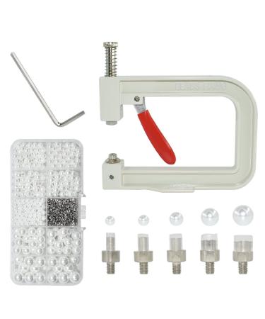 Pearl Handmade Setting Machine with 5 Sizes of Round Pearl ABS Beads Rivet Studs and 900 Pcs Nailheads Spots Studs Kit for Hats Shoes Clothes Bags Skirts Beads DIY Accessories