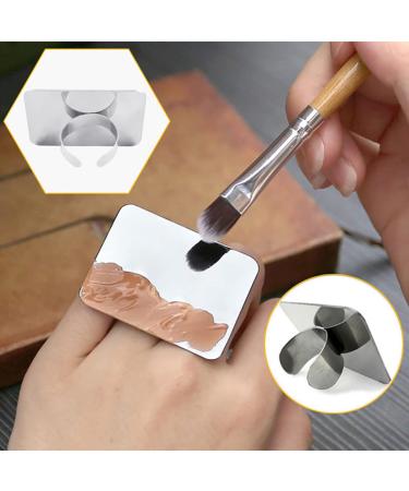 Professional 1PC Nail Art Palette Ring - Stainless Steel Color Mixing Palette for DIY Nail Designs | Handsfree Rectangle Makeup Tool - Buy Online on SooperMarket.com