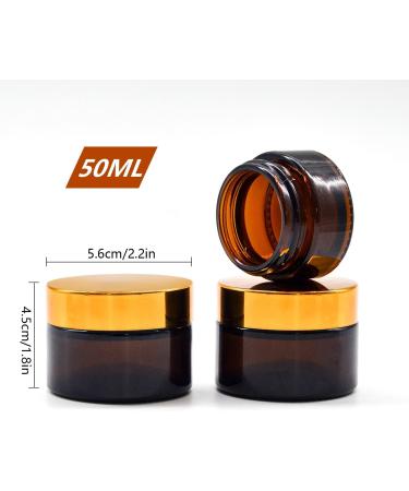 Bakiauli 6-Piece 50ml Amber Glass Cream Cans Empty Cosmetic Containers with Screw Cap for Creams & Lotions - Buy Online on SooperMarket.com