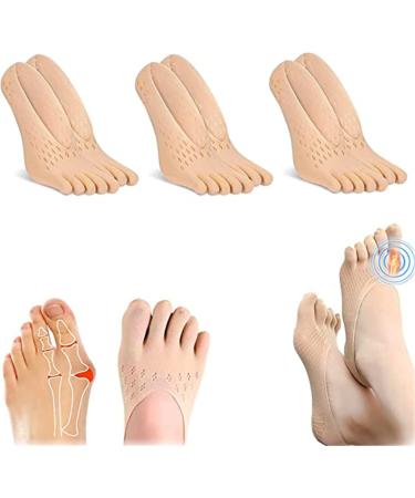 Projoint Antibunions Health Sock Anti Bunions Health Sock Anti Slip Socks for Bunions Small Woman Toes Socks Cotton Five Finger Sock Low Cut Mesh Relieve Pain and Overlapping Toes (3 Skin)