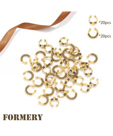 Gold African Deadlock Beads Jewelry Metal Loc Cuff Rings - Pack of 40 | Black Women's Cornrows Braid Hair Jewels - Buy Online on SooperMarket.com