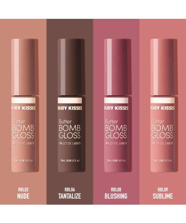 Ruby Kisses Lip Gloss Butter Bomb Gloss Set - Nude Shades with Vitamin E, Non-Sticky Formula - 7.8mL - Buy Online on SooperMarket.com