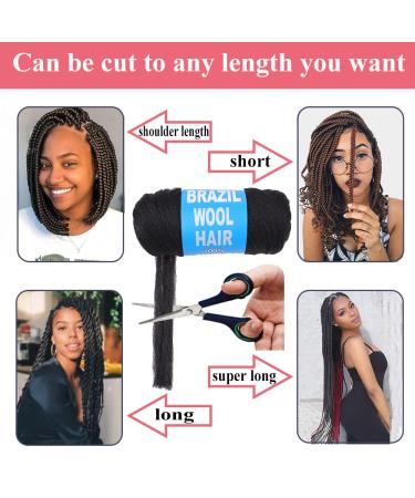 COOKOO 4 Roll Natural Black Brazilian Wool Hair Acrylic Yarn for African Crochet Hair - Jumbo Braids, Senegalese Twists, Faux Locs - 70G/Roll (1B) - Buy Online on SooperMarket.com