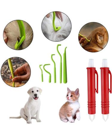 EasyULT 7Pcs Tick Remover Tool Tick Remover Kit with Set of 5 Tick Hook 2 Tick Removal Pen Painlessly Tick Remover for Dogs Cats Humans(Green) Green1 - Buy Online on SooperMarket.com