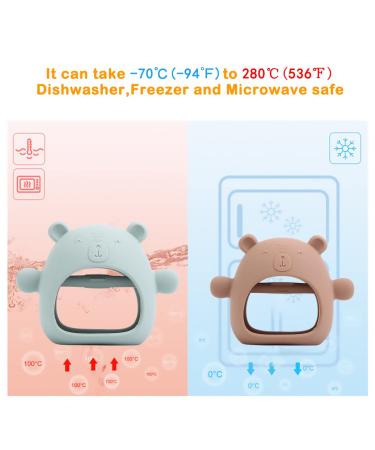 Bear Mitten Baby Teether - Anti-Drop Teething Toy for Babies 3+ Months - Silicone Teether for Teething Relief - BPA Free (Brown) - Buy Online on SooperMarket.com