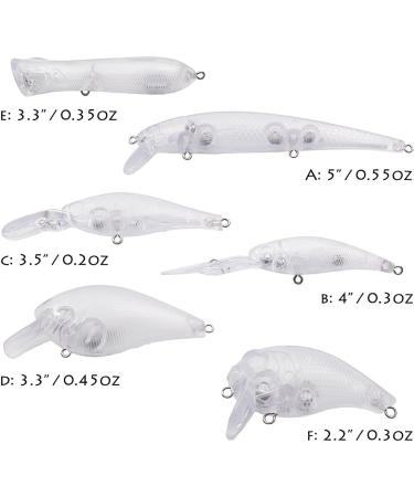 Croch Blank Crankbaits Unpainted Fishing Lure Set - 30 Pcs in Tackle Box | 6 Different Types - Buy Online on SooperMarket.com