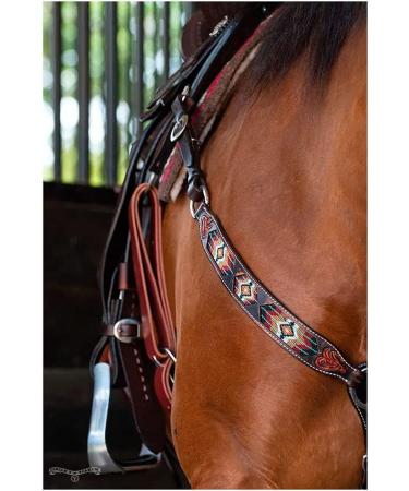 Circle Y Distressed Southwestern Beaded Horse Breast Collar - Turquoise/Brown/White - One Size - Buy Online on SooperMarket.com
