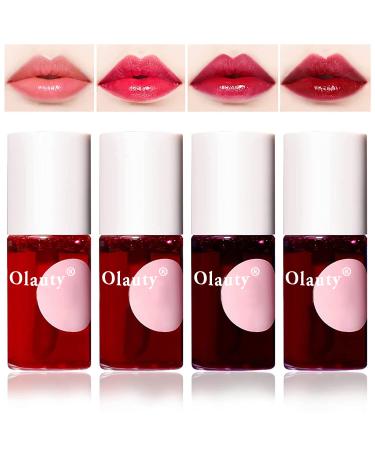 Eakroo 4 Colors Lip Tint Stain Set  Multi-Use Lip and Cheek Tint  Korean Lip Gloss Velvet Lip Tint Stain Plumping Mini Liquid Lipstic  Non-Sticky  Waterproof & Long Lasting  Vivid Color  High Pigment