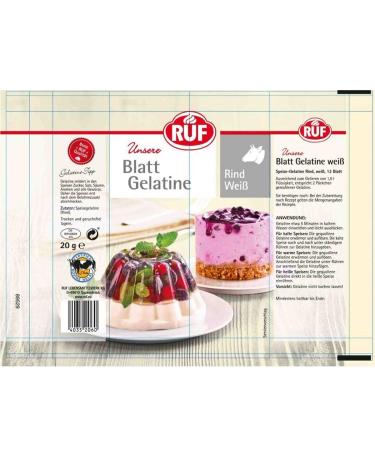 Buy Ruf Leaf Gelatine Beef - 100% Halal Certified Gluten-Free Perfect for Cakes & Desserts - 12 Leaves (20g) - International Shipping Available - Buy Online on SooperMarket.com