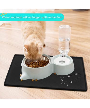 TORASO 2 Pack Silicone Waterproof Pet Feeding Mats (18x12) - Non Slip, Easy Clean, Prevents Food and Water Overflow - Dog & Cat Placemat - Black (2 pcs) - Buy Online on SooperMarket.com