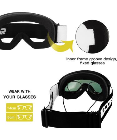 VGOOAR OTG Ski Goggles - Borderless Design Anti-Fog Coating UV400 Protection for Men & Women - Premium Gold Snow Glasses - Buy Online on SooperMarket.com