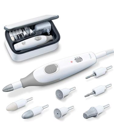 Beurer MP32 Electric Nail Drill  7 Attachments, 3 Speeds, 10 ft Cord, and Storage Case  Efile for Manicure Pedicure  Nail Buffer Electric Filer  Nail Care Tool Kit for Hands and Feet MP32 - 7 Piece Set
