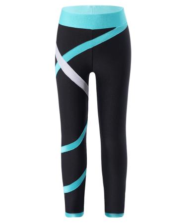 easyforever Kids Figure Skating Practice Pants Girl's Ice Skating Tights Leggings Training Competition Pants Green 8 Years