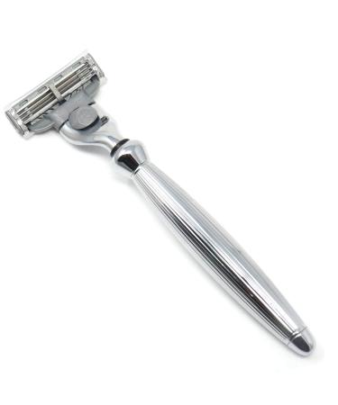 Edwin Jagger Bulbous Lined Chrome Handle for Gillette Mach3 - Premium Razor Upgrade | International Shipping - Buy Online on SooperMarket.com