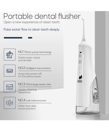 Cordless Water Flosser - 4 Modes, 4 Nozzles, 310ml Capacity, USB Charging, IPX7 Waterproof, Travel-friendly (White) - Buy Online on SooperMarket.com