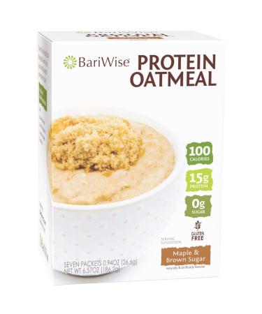 BariWise Protein Oatmeal, Maple & Brown Sugar - 6g Net Carbs, 100 Calories, 1g Fat (7ct) Maple & Brown Sugar 1 Count (Pack of 7)