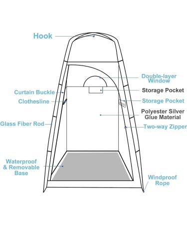 6.9FT Oversized Privacy Camping Shower Tent | Portable Outdoor Changing Room Shelter for Camping, Hiking, Fishing | Army Green - Buy Online on SooperMarket.com