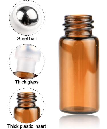 25 Pcs Mini Tiny Essential Oil Glass Roller Bottles - Refillable Aromatherapy Perfume Vials with Metal Rollerball - 2ml Amber Glass Roll On Bottles - Buy Online on SooperMarket.com