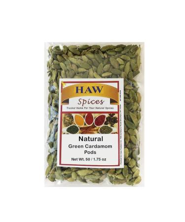 Haw Green Cardamom Pods 50 Grams| Natural Whole Cardamom Pods 1.75 Ounces| Natural Spice Cardamom for Biryani, Tea, Coffee and Natural Aroma 50.0 Grams
