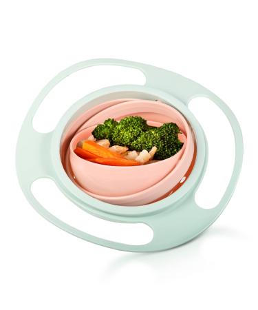 ueslwser 360 Degrees Gyro Bowl Unspillable Baby Bowl Universal Anti Spill Bowl Magic Bowl for Babies Kids Non Spill Bowl for Toddler Baby Light Green