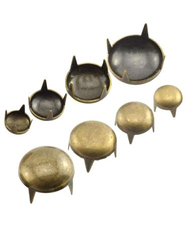 ACTENLY 160pcs Bronze DIY Nailhead Round Dome Studs Assorted Kit Leathercraft Rivet Metal Punk Spikes Spots for Punk Rock Leather Craft Clothes Belt Bag Shoes Jewelry Decorations 6/8/10/12mm