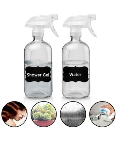 16oz Glass Spray Bottles - Refillable Boston Round Container for Essential Oils, Cleaning Products - White (2 Pack) - Buy Online on SooperMarket.com